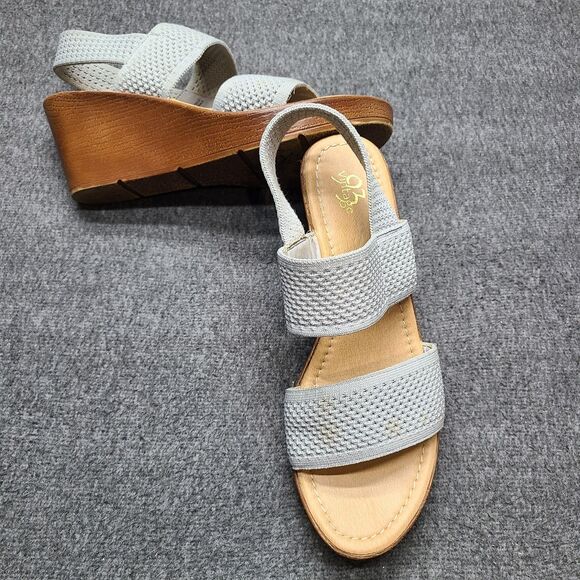 93 Vintage Dallas 2 Shoes Womens Size 9.5M Gray Wedge Sandals Fabric Comfortable - Picture 2 of 9